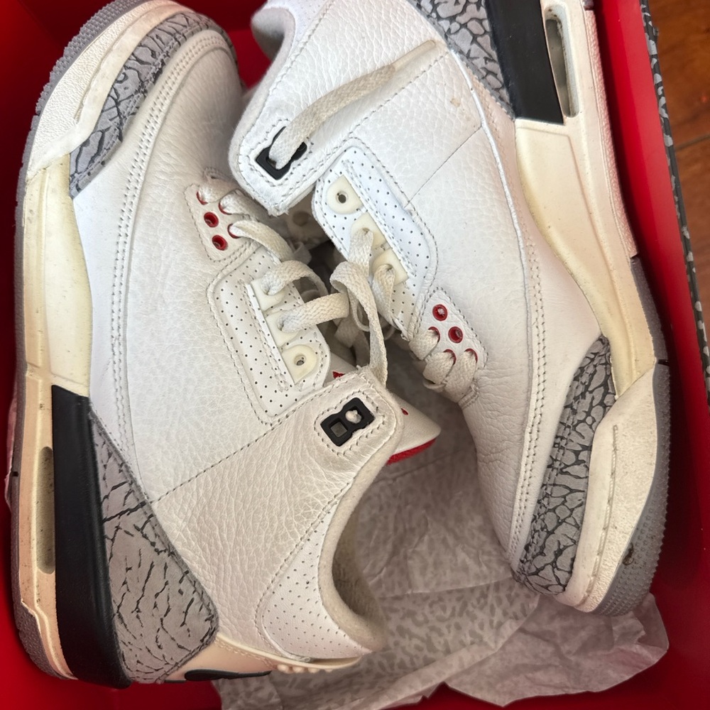 Jordan White and Black Sneakers with Classic High-Top Design